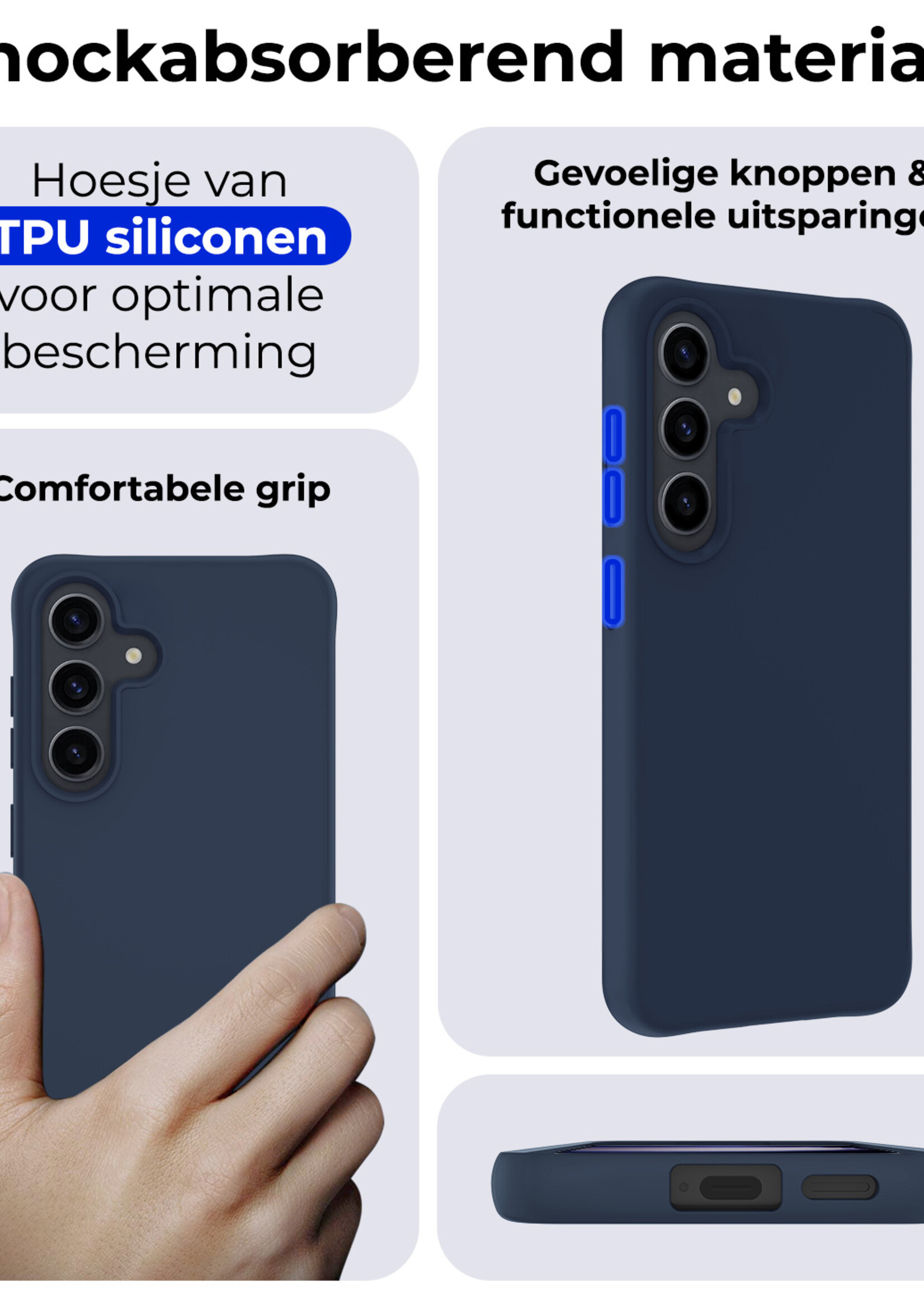 BTH Hoesje Geschikt voor Samsung S23 FE Hoesje Siliconen Case Hoes - Hoes Geschikt voor Samsung Galaxy S23 FE Hoes Cover Case - Donkerblauw