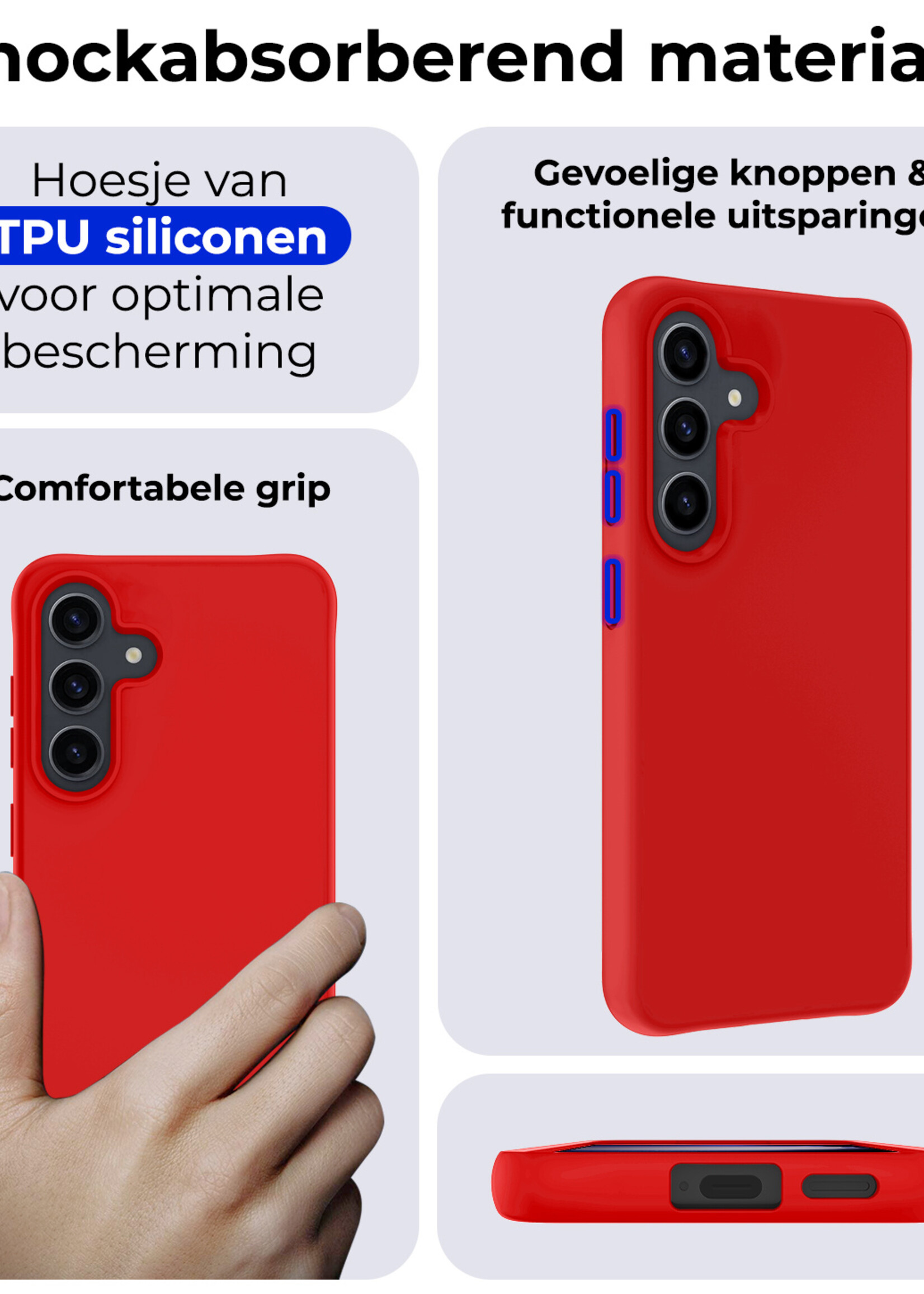 BTH Hoesje Geschikt voor Samsung S23 FE Hoesje Siliconen Case Hoes - Hoes Geschikt voor Samsung Galaxy S23 FE Hoes Cover Case - Rood