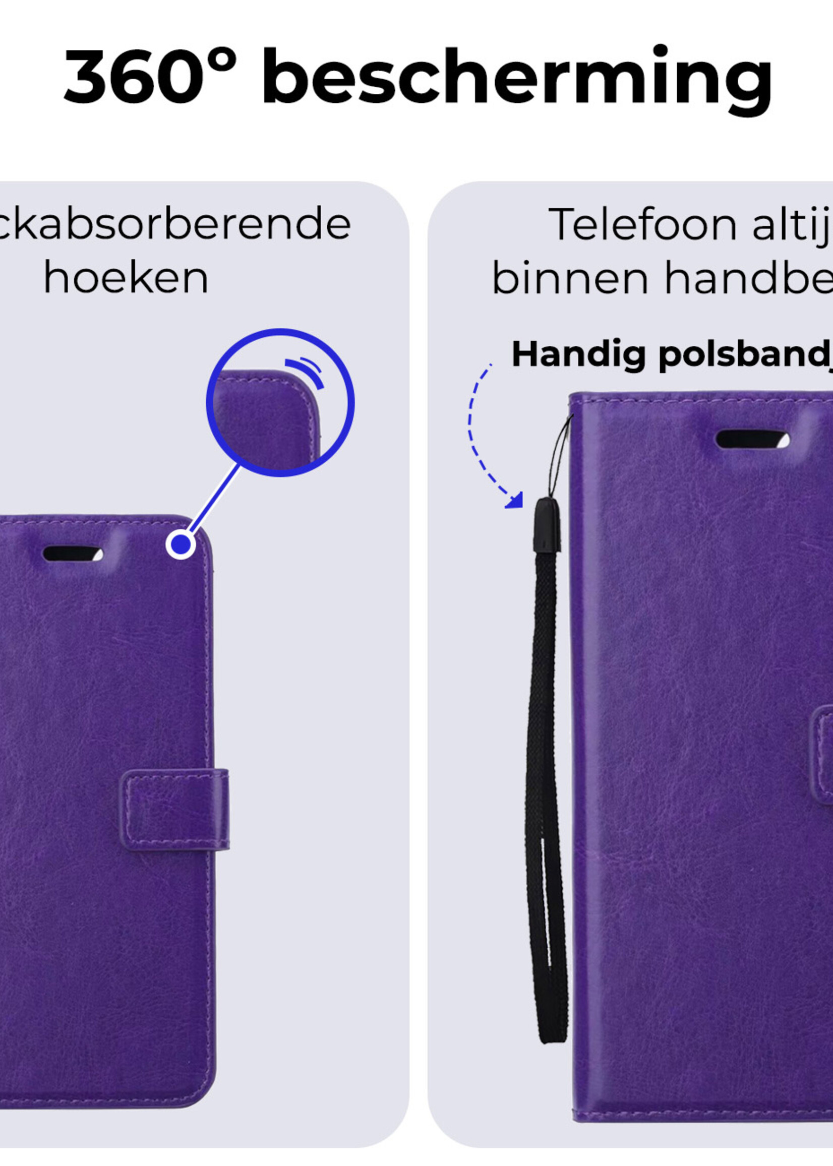 BTH Hoesje Geschikt voor Samsung S23 FE Hoesje Book Case Hoes Portemonnee Cover Walletcase - Hoes Geschikt voor Samsung Galaxy S23 FE Hoes Bookcase Hoesje - Paars