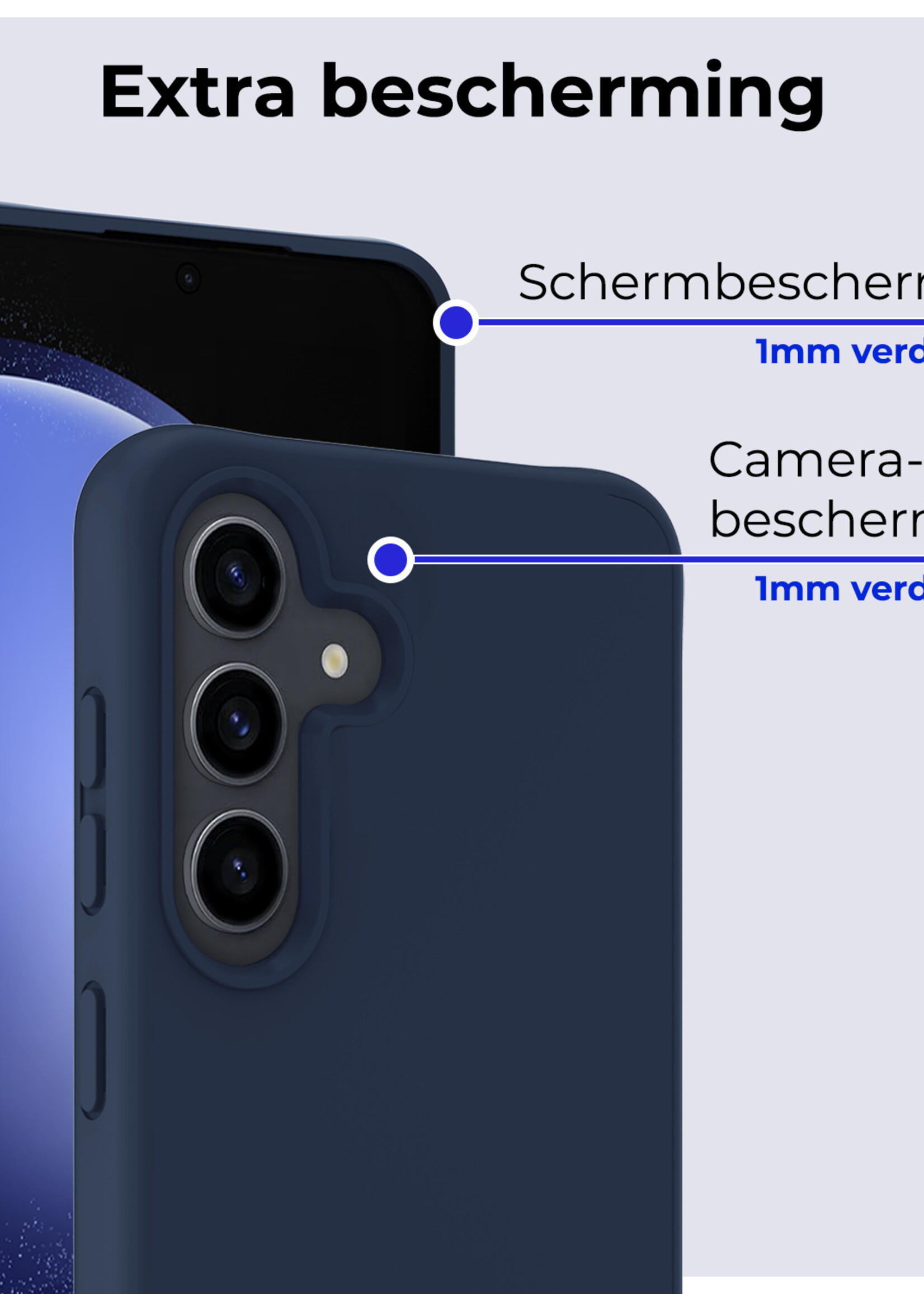BTH Hoesje Geschikt voor Samsung S23 FE Hoesje Siliconen Case Hoes - Hoes Geschikt voor Samsung Galaxy S23 FE Hoes Cover Case - Donkerblauw - 2 PACK