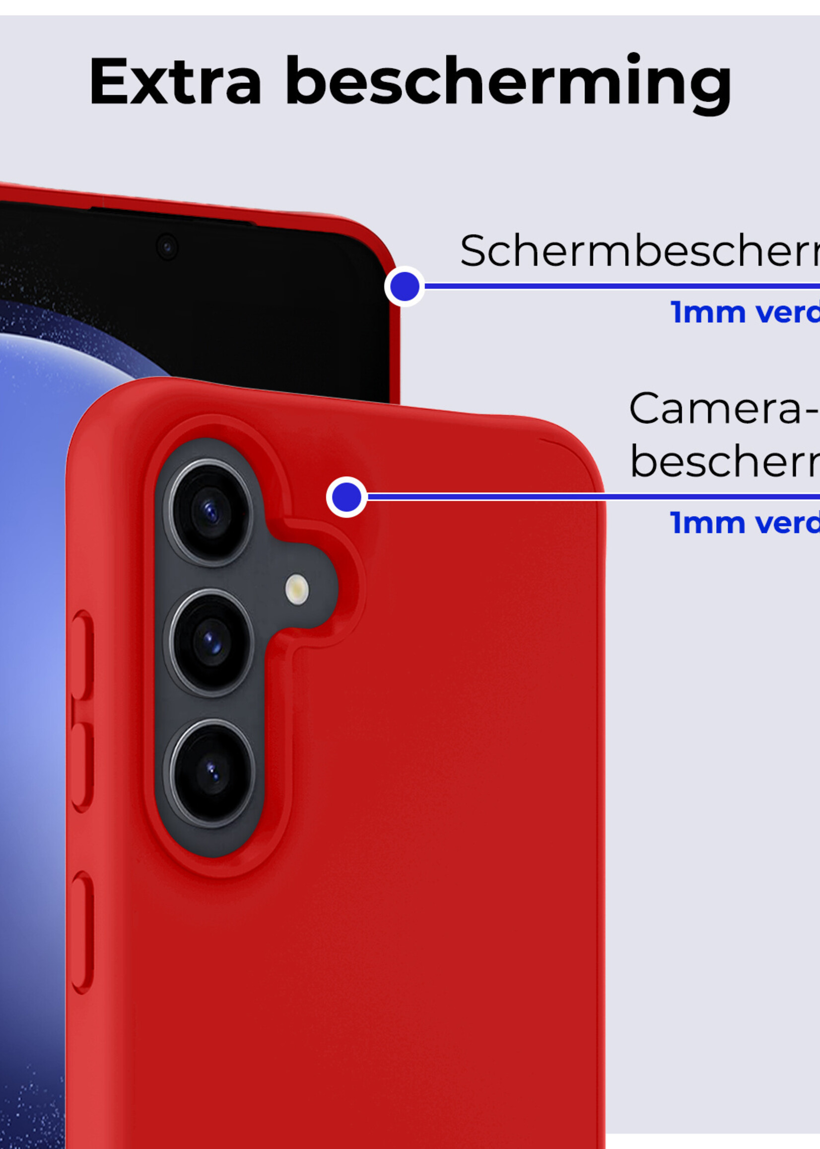 BTH Hoesje Geschikt voor Samsung S23 FE Hoesje Siliconen Case Hoes - Hoes Geschikt voor Samsung Galaxy S23 FE Hoes Cover Case - Rood - 2 PACK
