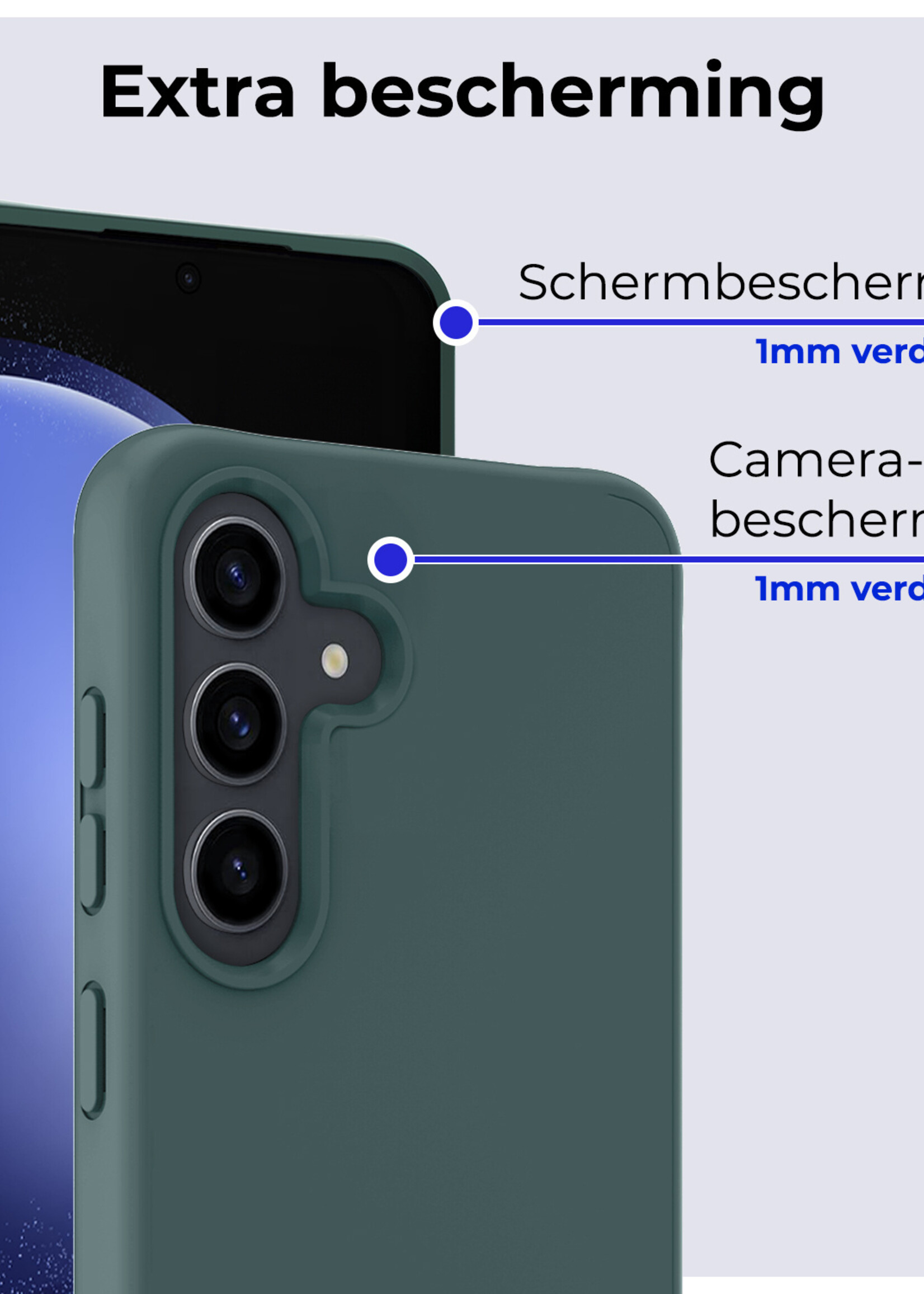 BTH Hoesje Geschikt voor Samsung S23 FE Hoesje Siliconen Case Hoes Met Screenprotector - Hoes Geschikt voor Samsung Galaxy S23 FE Hoes Cover Case - Donkergroen