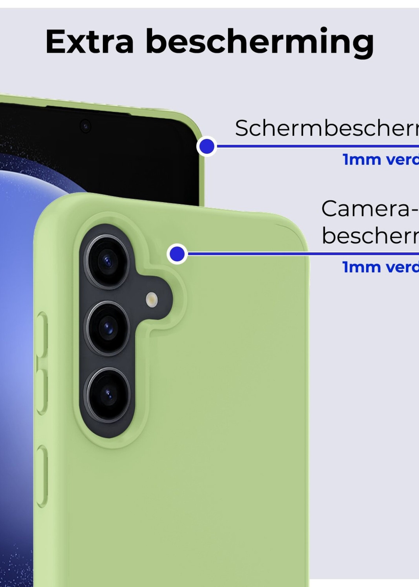 BTH Hoesje Geschikt voor Samsung S23 FE Hoesje Siliconen Case Hoes Met Screenprotector - Hoes Geschikt voor Samsung Galaxy S23 FE Hoes Cover Case - Groen