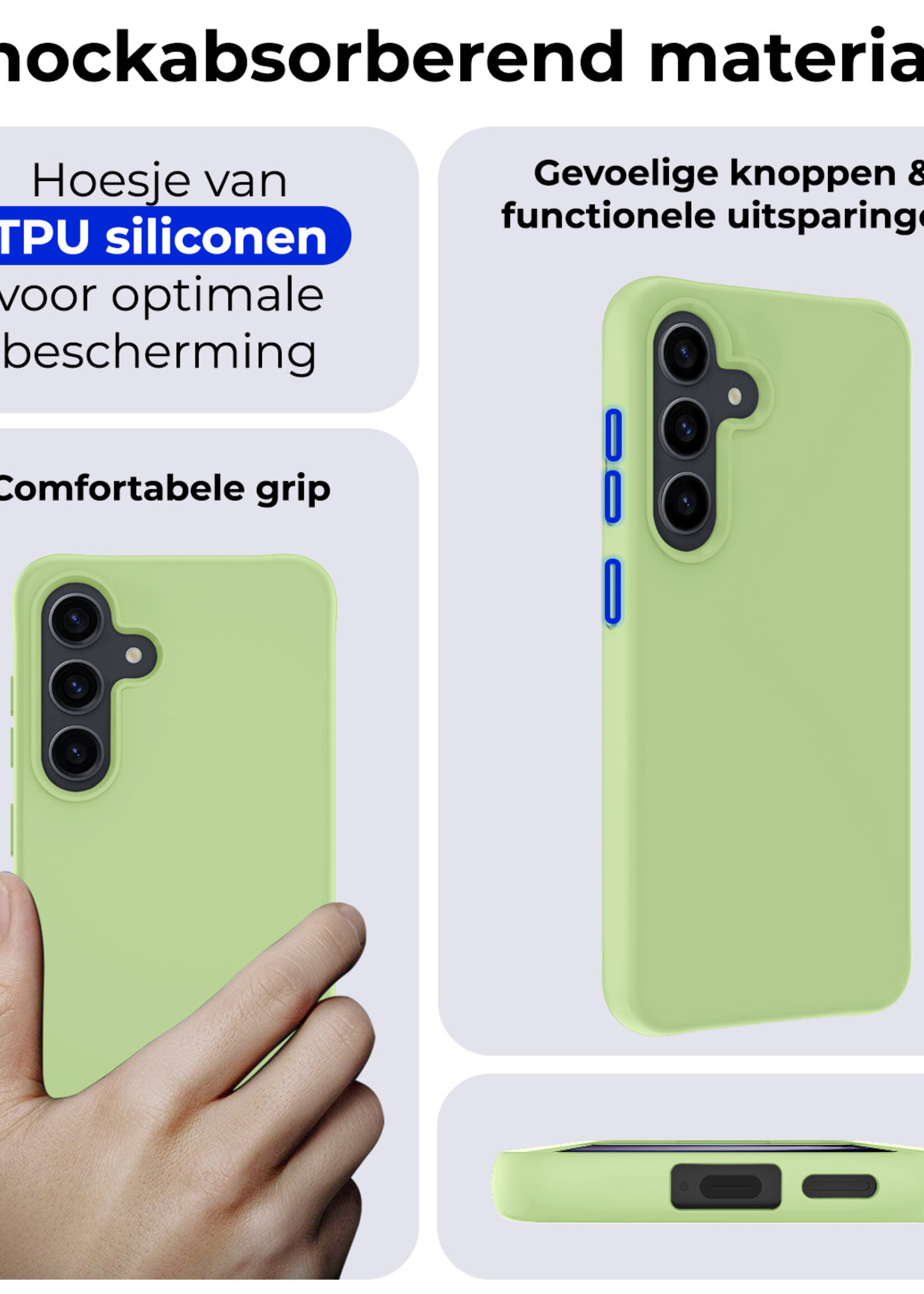 BTH Hoesje Geschikt voor Samsung S23 FE Hoesje Siliconen Case Hoes Met Screenprotector - Hoes Geschikt voor Samsung Galaxy S23 FE Hoes Cover Case - Groen
