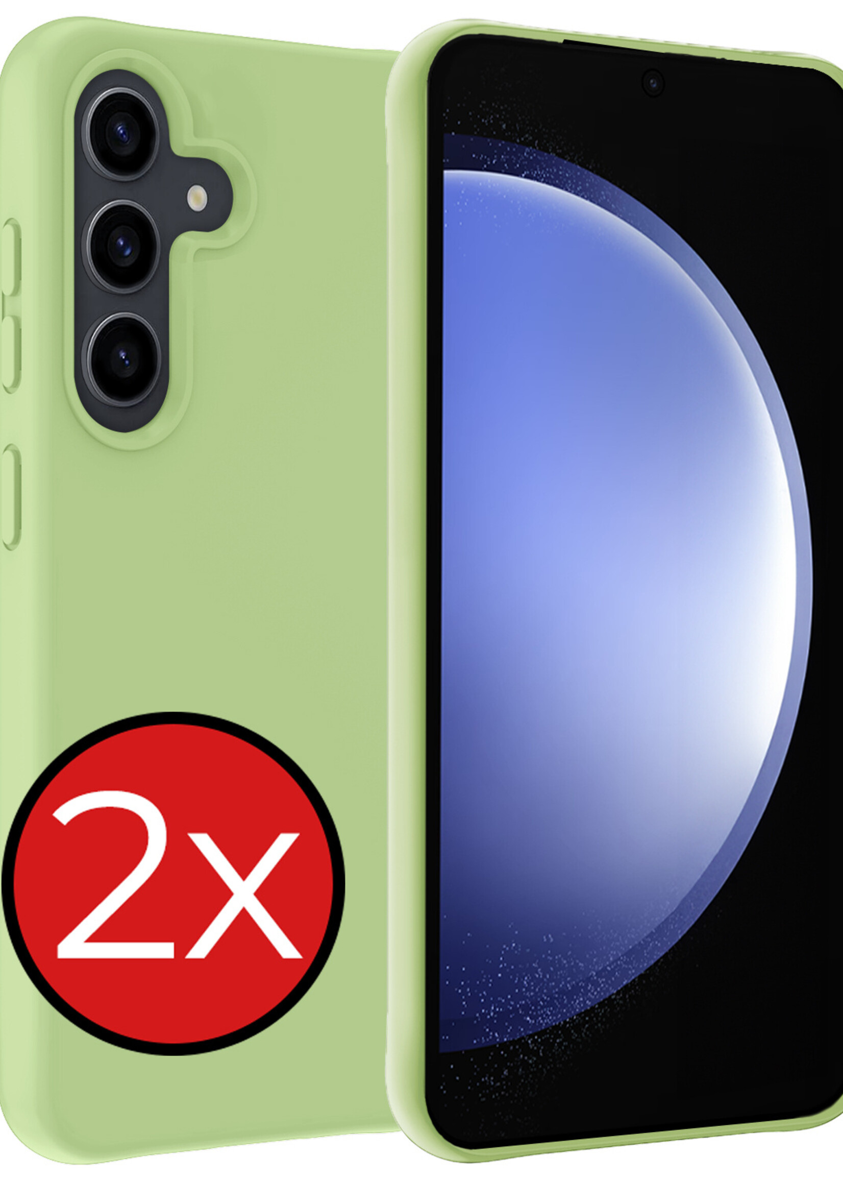 BTH Hoesje Geschikt voor Samsung S23 FE Hoesje Siliconen Case Hoes - Hoes Geschikt voor Samsung Galaxy S23 FE Hoes Cover Case - Groen - 2 PACK