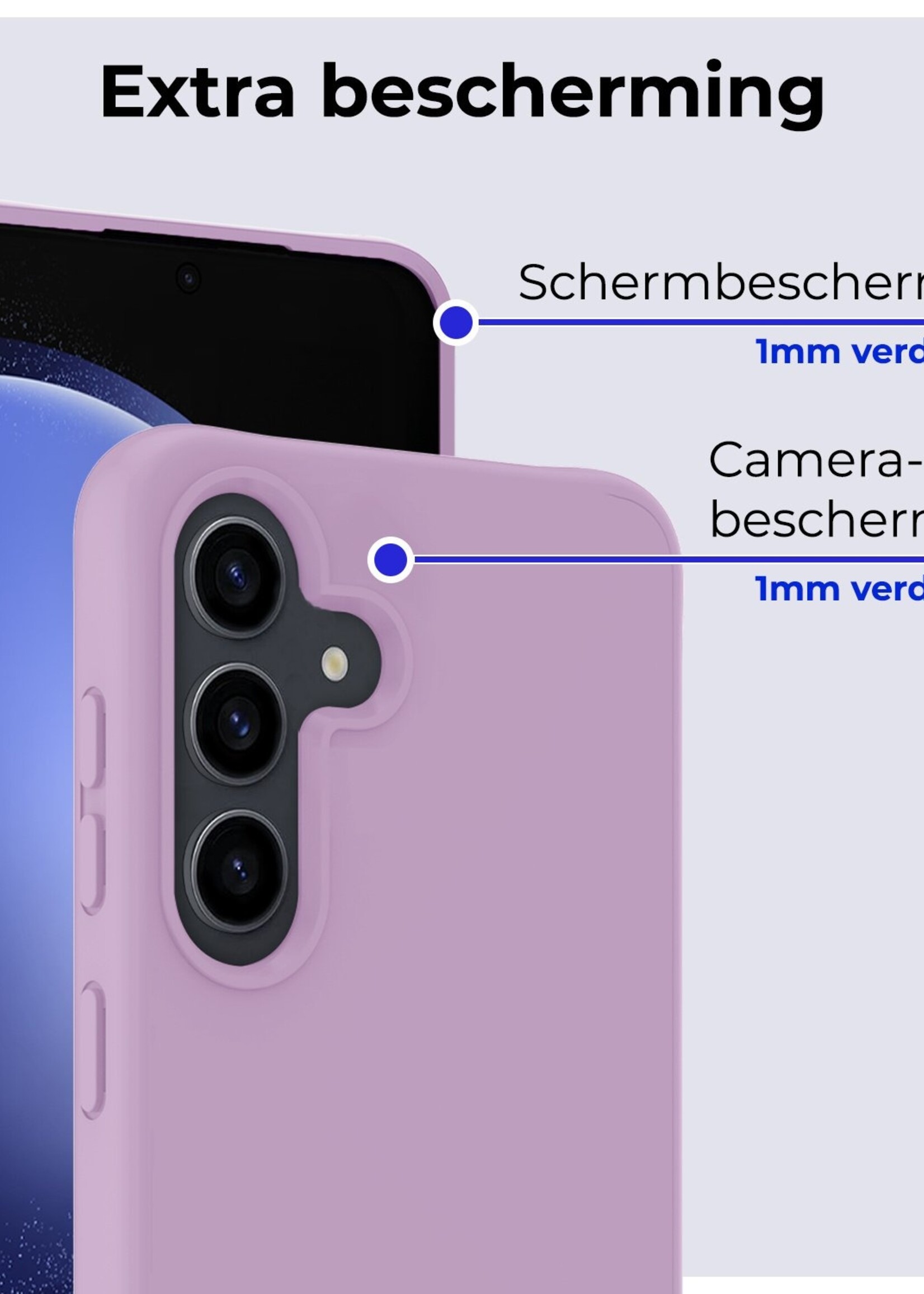 BTH Hoesje Geschikt voor Samsung S23 FE Hoesje Siliconen Case Hoes Met Screenprotector - Hoes Geschikt voor Samsung Galaxy S23 FE Hoes Cover Case - Lila