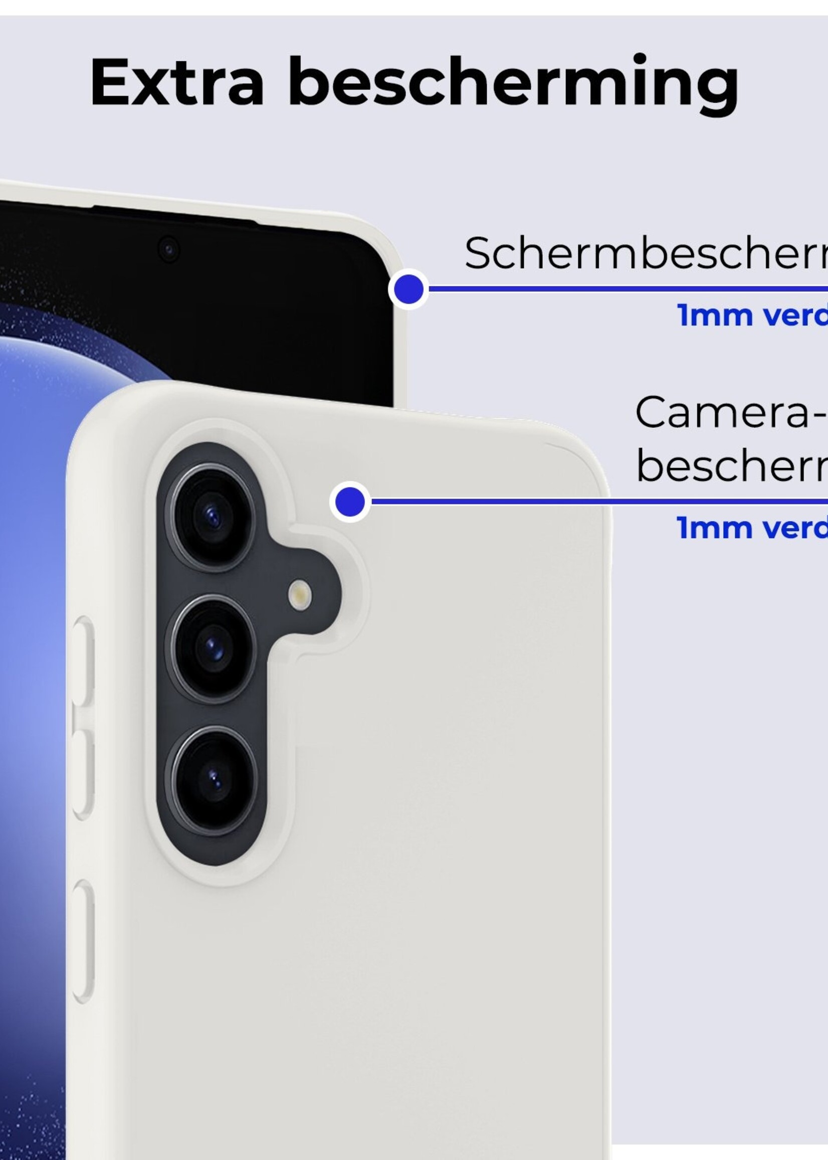 BTH Hoesje Geschikt voor Samsung S23 FE Hoesje Siliconen Case Hoes Met Screenprotector - Hoes Geschikt voor Samsung Galaxy S23 FE Hoes Cover Case - Wit