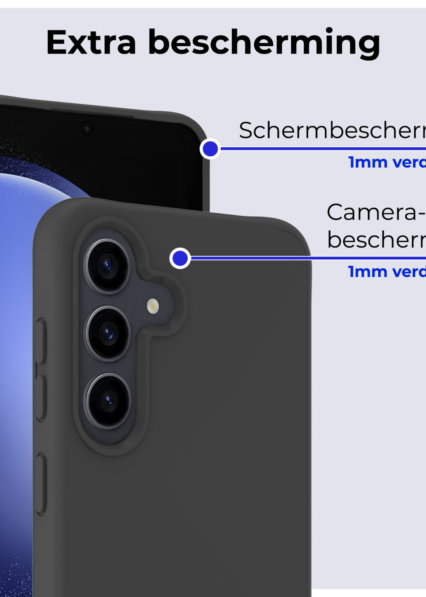 BTH Hoesje Geschikt voor Samsung S23 FE Hoesje Siliconen Case Hoes Met Screenprotector - Hoes Geschikt voor Samsung Galaxy S23 FE Hoes Cover Case - Zwart