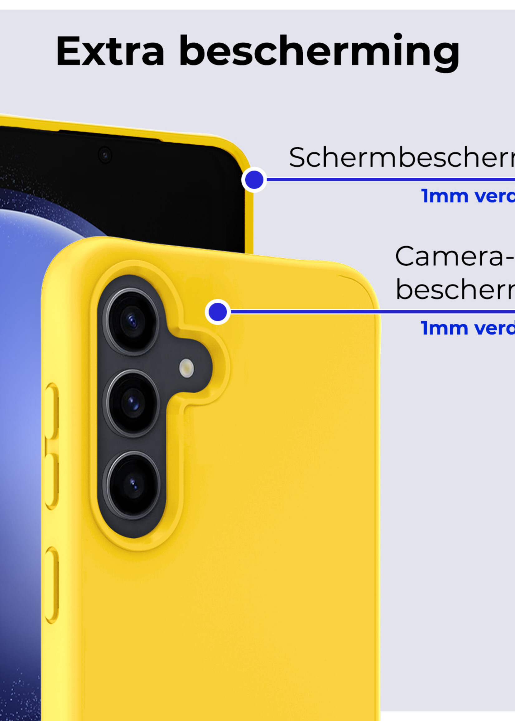 BTH Hoesje Geschikt voor Samsung S23 FE Hoesje Siliconen Case Hoes Met 2x Screenprotector - Hoes Geschikt voor Samsung Galaxy S23 FE Hoes Cover Case - Geel