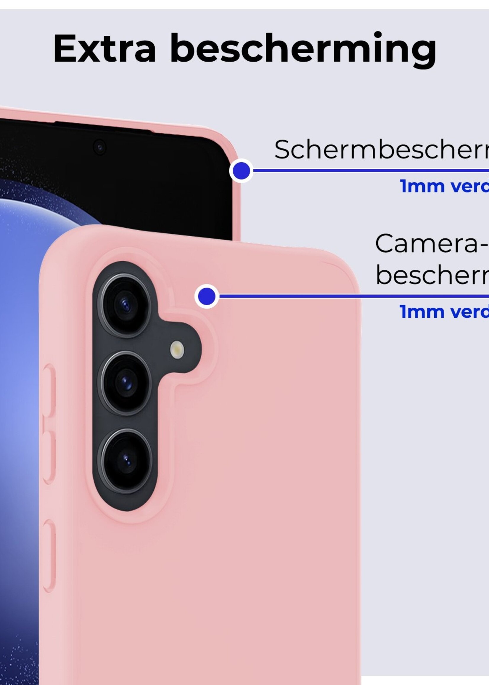 BTH Hoesje Geschikt voor Samsung S23 FE Hoesje Siliconen Case Hoes Met 2x Screenprotector - Hoes Geschikt voor Samsung Galaxy S23 FE Hoes Cover Case - Lichtroze