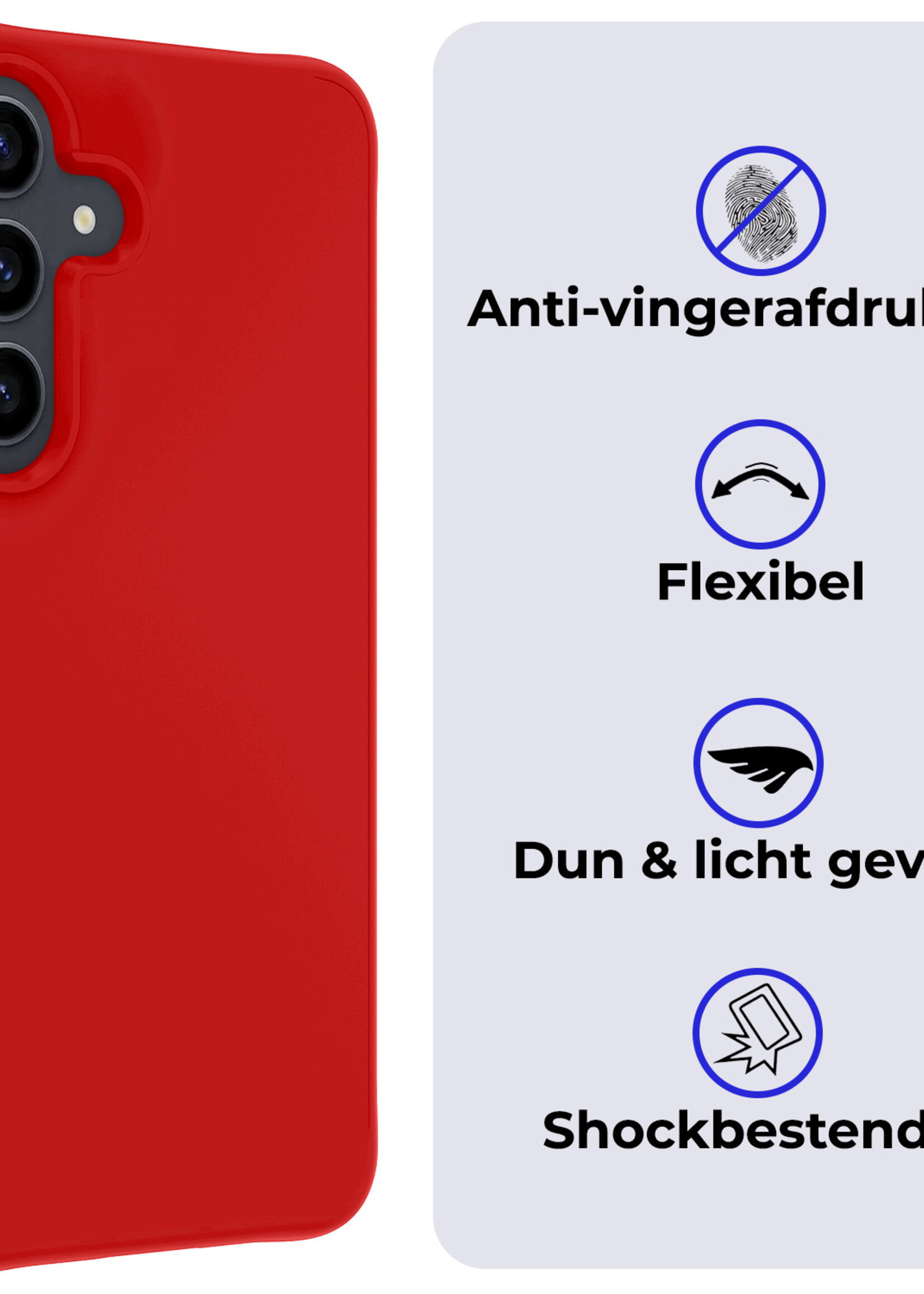 BTH Hoesje Geschikt voor Samsung S23 FE Hoesje Siliconen Case Hoes Met 2x Screenprotector - Hoes Geschikt voor Samsung Galaxy S23 FE Hoes Cover Case - Rood
