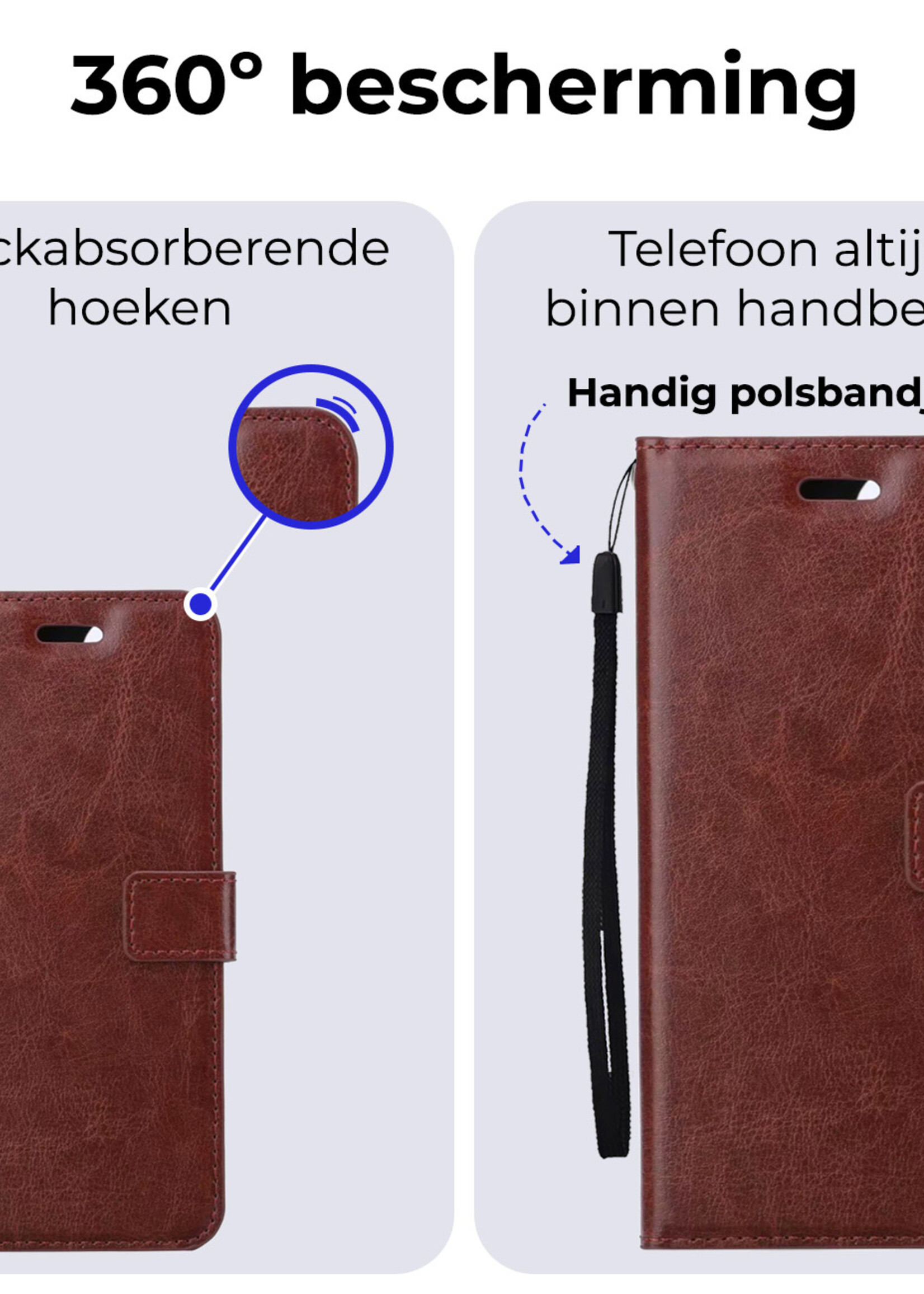 BTH Hoesje Geschikt voor Samsung S23 FE Hoesje Book Case Hoes Portemonnee Cover Walletcase Met Screenprotector - Hoes Geschikt voor Samsung Galaxy S23 FE Hoes Bookcase Hoesje - Bruin