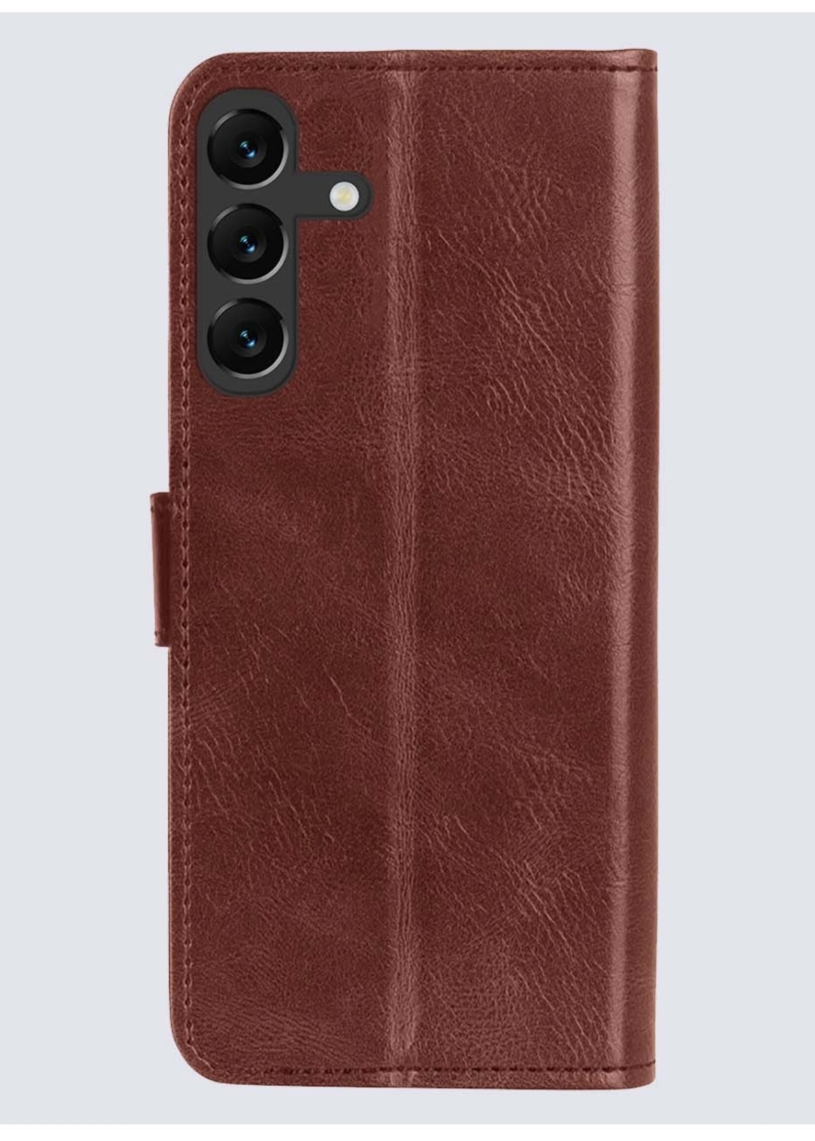 BTH Hoesje Geschikt voor Samsung S23 FE Hoesje Book Case Hoes Portemonnee Cover Walletcase Met Screenprotector - Hoes Geschikt voor Samsung Galaxy S23 FE Hoes Bookcase Hoesje - Bruin