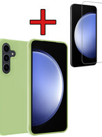 BTH BTH Samsung Galaxy S23 FE Hoesje Siliconen Met Screenprotector - Groen