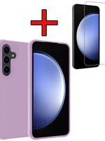 BTH BTH Samsung Galaxy S23 FE Hoesje Siliconen Met Screenprotector - Lila
