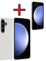 BTH BTH Samsung Galaxy S23 FE Hoesje Siliconen Met Screenprotector - Wit