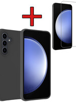 BTH BTH Samsung Galaxy S23 FE Hoesje Siliconen Met Screenprotector - Zwart