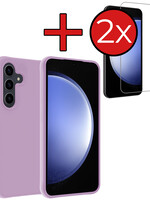 BTH BTH Samsung Galaxy S23 FE Hoesje Siliconen Met 2x Screenprotector - Lila