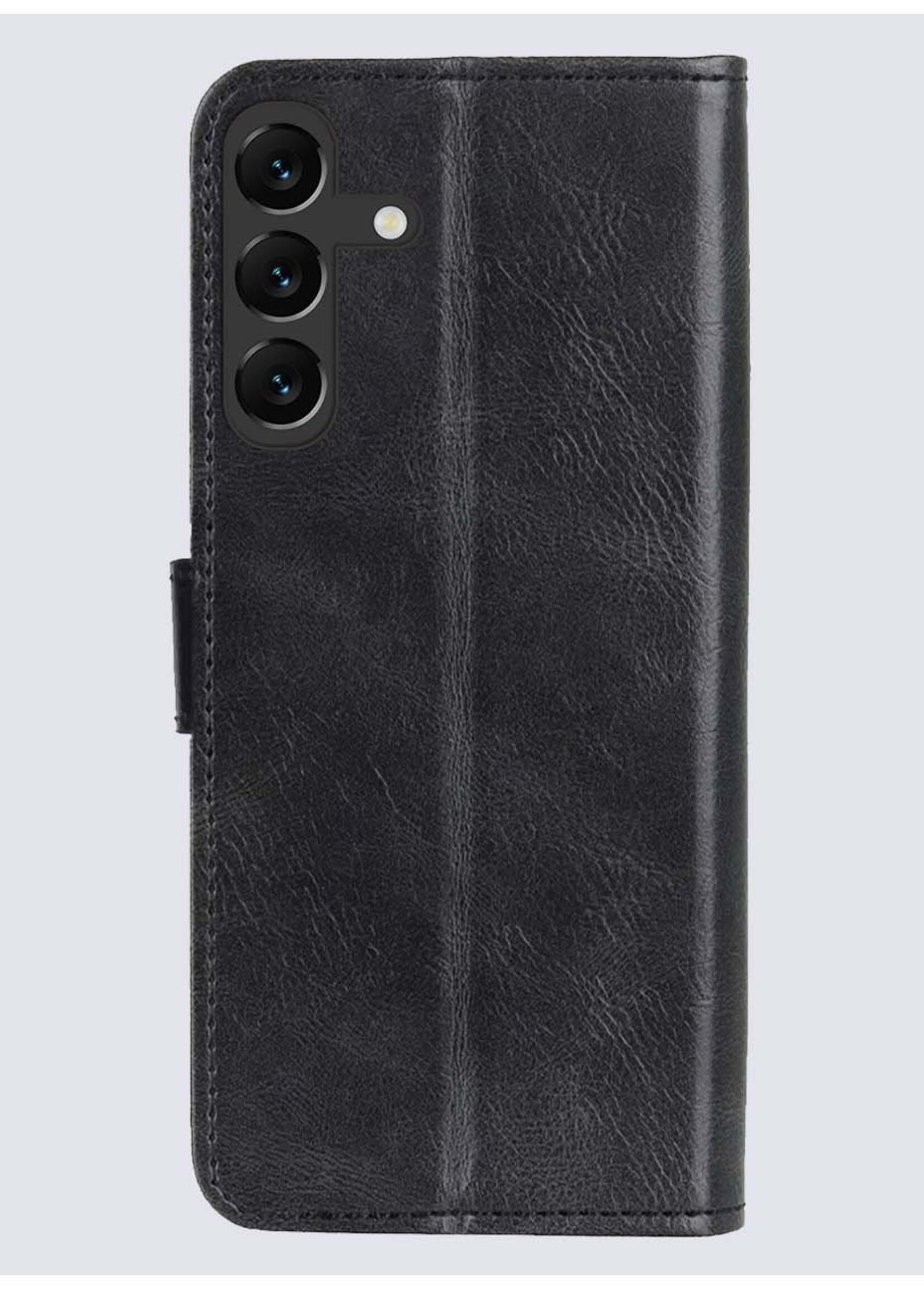 BTH Hoesje Geschikt voor Samsung S23 FE Hoesje Book Case Hoes Portemonnee Cover Walletcase Met 2x Screenprotector - Hoes Geschikt voor Samsung Galaxy S23 FE Hoes Bookcase Hoesje - Zwart