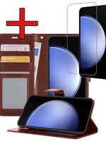 BTH BTH Samsung Galaxy S23 FE Hoesje Bookcase Met Screenprotector - Bruin
