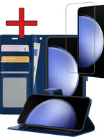 BTH BTH Samsung Galaxy S23 FE Hoesje Bookcase Met Screenprotector - Donkerblauw