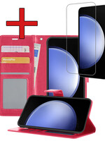 BTH BTH Samsung Galaxy S23 FE Hoesje Bookcase Met Screenprotector - Donkerroze