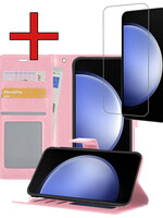 BTH BTH Samsung Galaxy S23 FE Hoesje Bookcase Met Screenprotector - Lichtroze