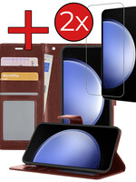 BTH BTH Samsung Galaxy S23 FE Hoesje Bookcase Met 2x Screenprotector - Bruin