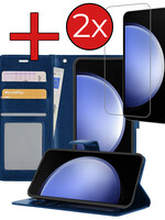 BTH BTH Samsung Galaxy S23 FE Hoesje Bookcase Met 2x Screenprotector - Donkerblauw