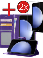 BTH BTH Samsung Galaxy S23 FE Hoesje Bookcase Met 2x Screenprotector - Paars