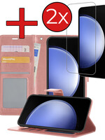 BTH BTH Samsung Galaxy S23 FE Hoesje Bookcase Met 2x Screenprotector - Rose Goud