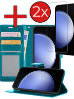 BTH BTH Samsung Galaxy S23 FE Hoesje Bookcase Met 2x Screenprotector - Turquoise