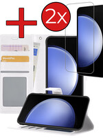BTH BTH Samsung Galaxy S23 FE Hoesje Bookcase Met 2x Screenprotector - Wit