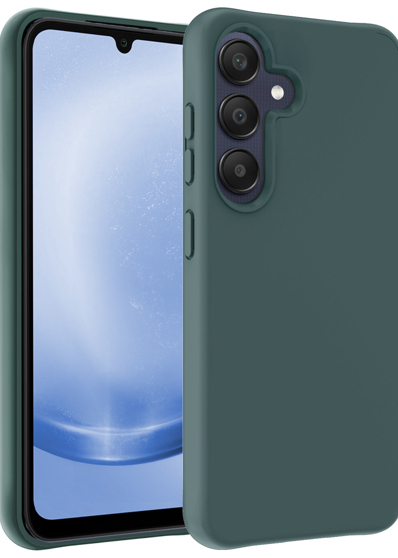 BTH Hoesje Geschikt voor Samsung A25 Hoesje Siliconen Case Hoes - Hoes Geschikt voor Samsung Galaxy A25 Hoes Cover Case - Donkergroen