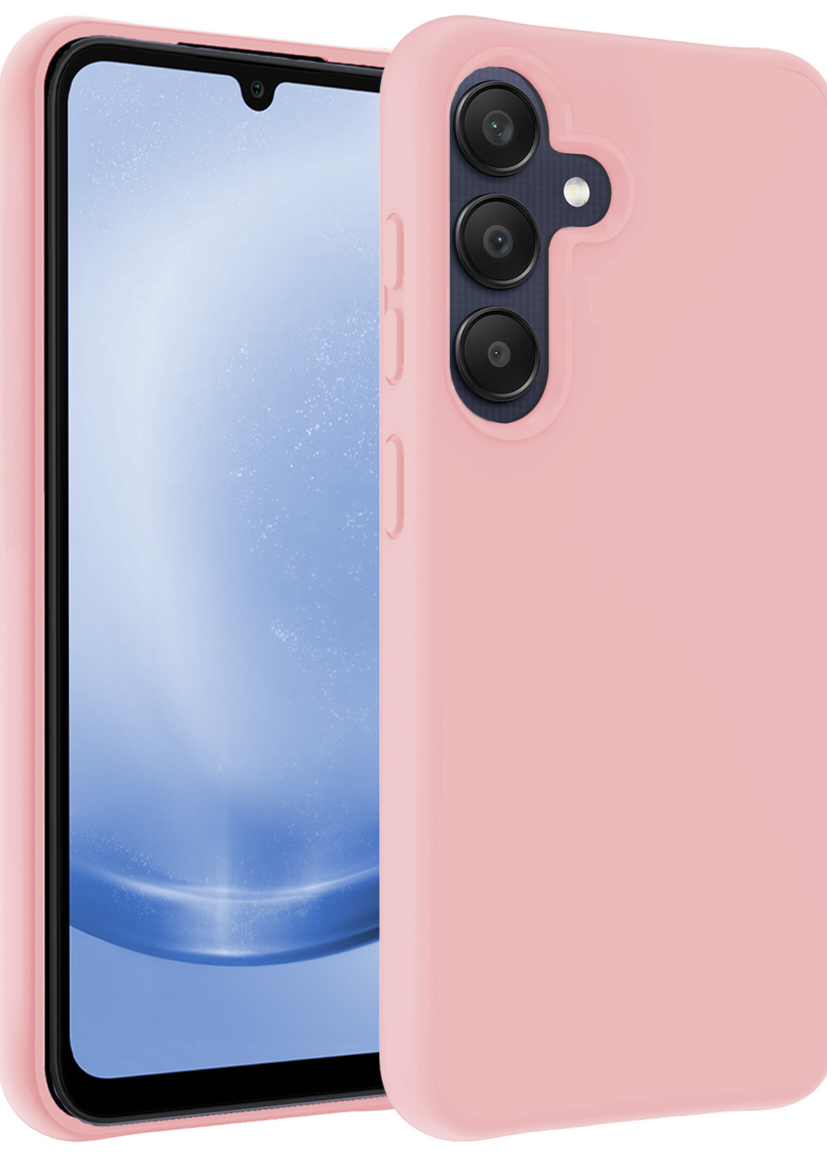 BTH Hoesje Geschikt voor Samsung A25 Hoesje Siliconen Case Hoes - Hoes Geschikt voor Samsung Galaxy A25 Hoes Cover Case - Lichtroze