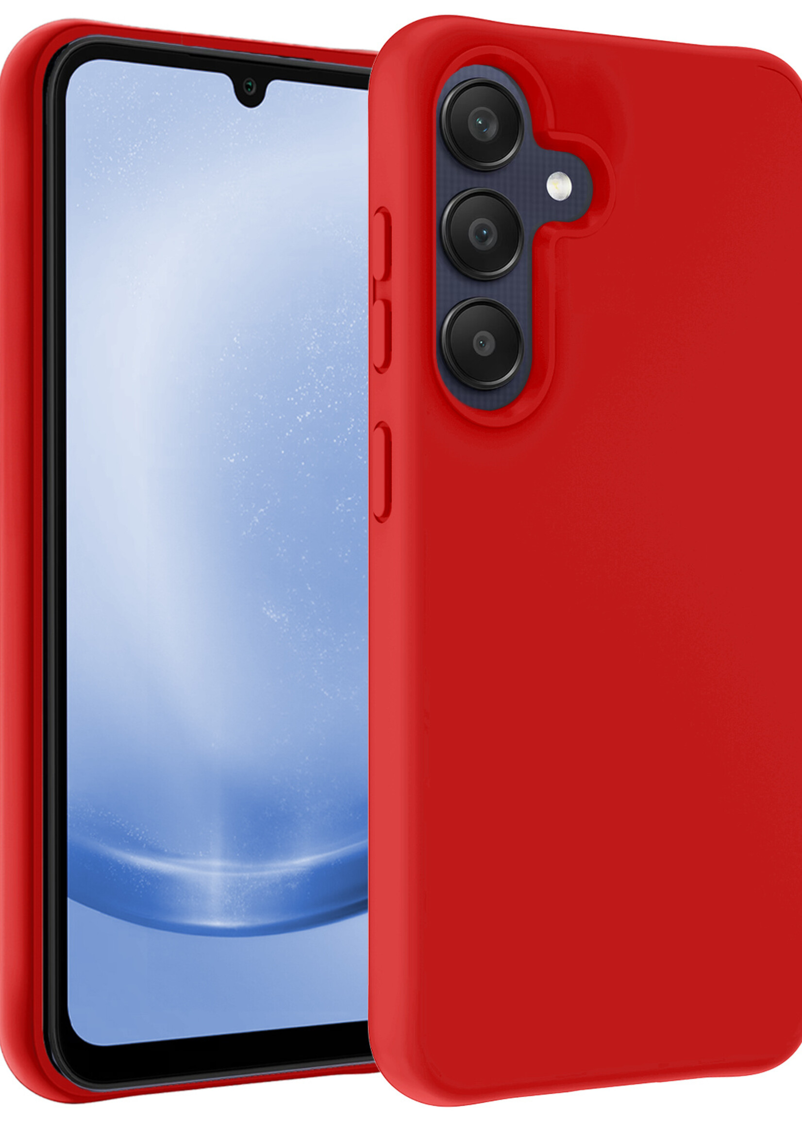 BTH Hoesje Geschikt voor Samsung A25 Hoesje Siliconen Case Hoes - Hoes Geschikt voor Samsung Galaxy A25 Hoes Cover Case - Rood