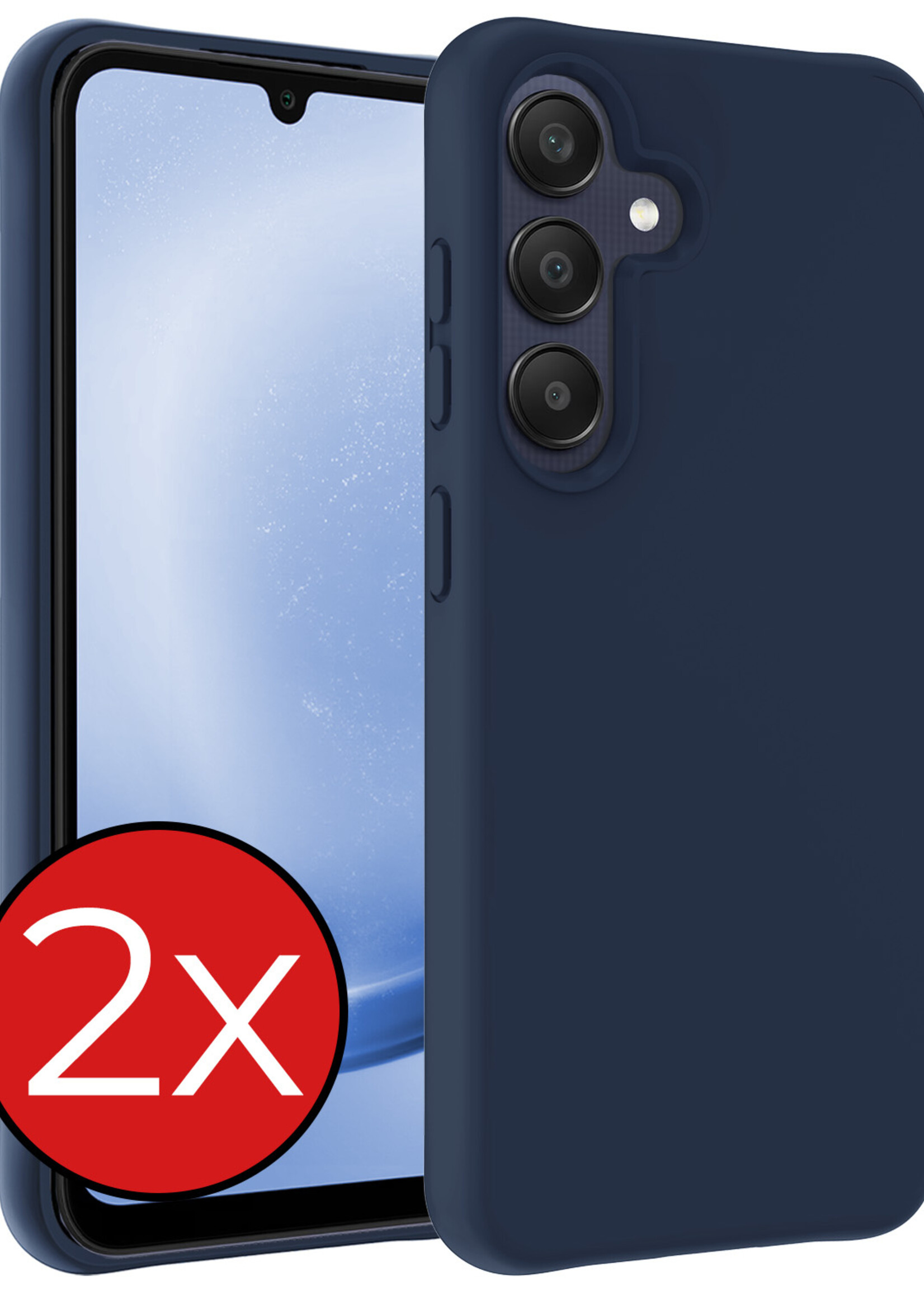 BTH Hoesje Geschikt voor Samsung A25 Hoesje Siliconen Case Hoes - Hoes Geschikt voor Samsung Galaxy A25 Hoes Cover Case - Donkerblauw - 2 PACK
