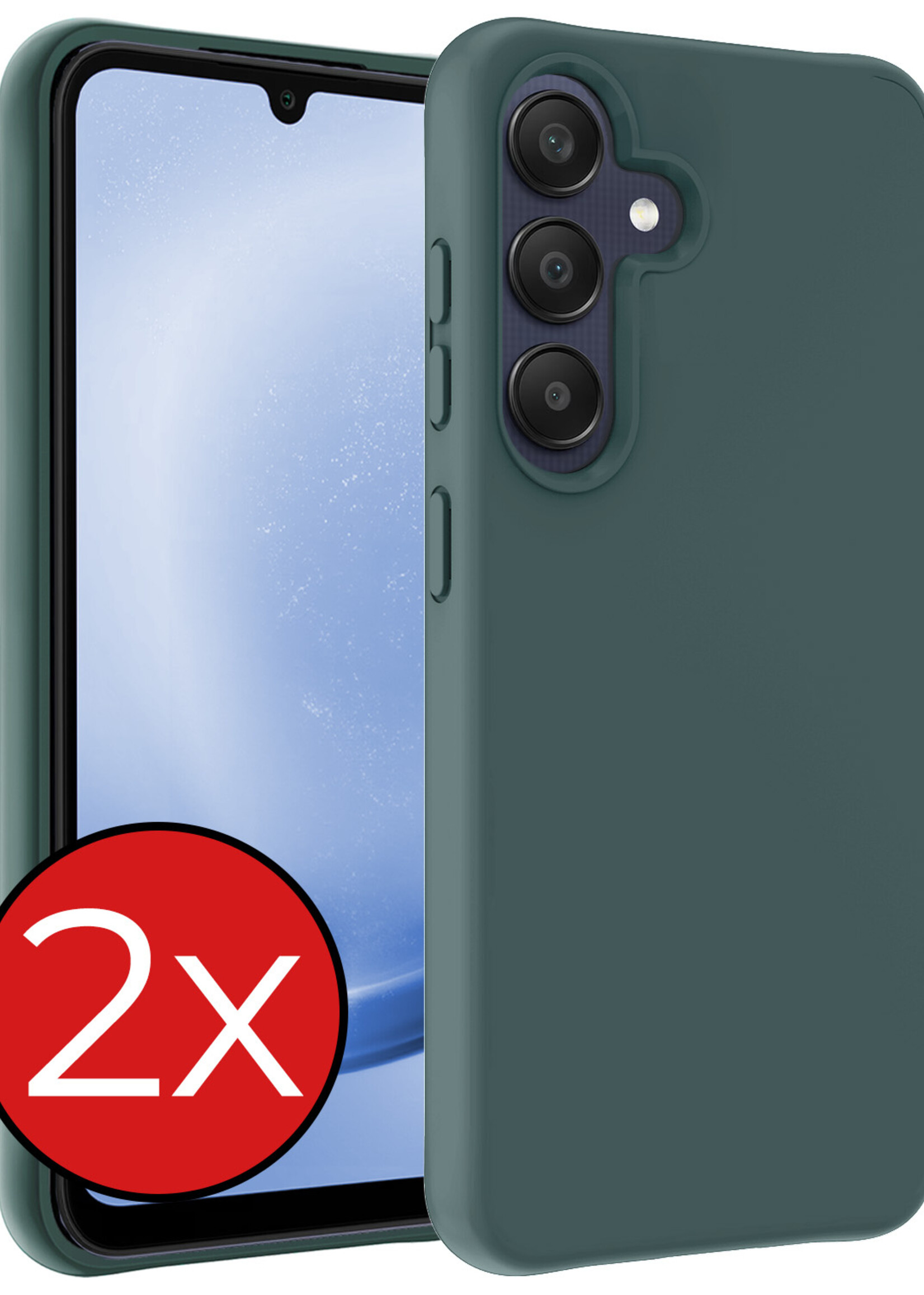 BTH Hoesje Geschikt voor Samsung A25 Hoesje Siliconen Case Hoes - Hoes Geschikt voor Samsung Galaxy A25 Hoes Cover Case - Donkergroen - 2 PACK