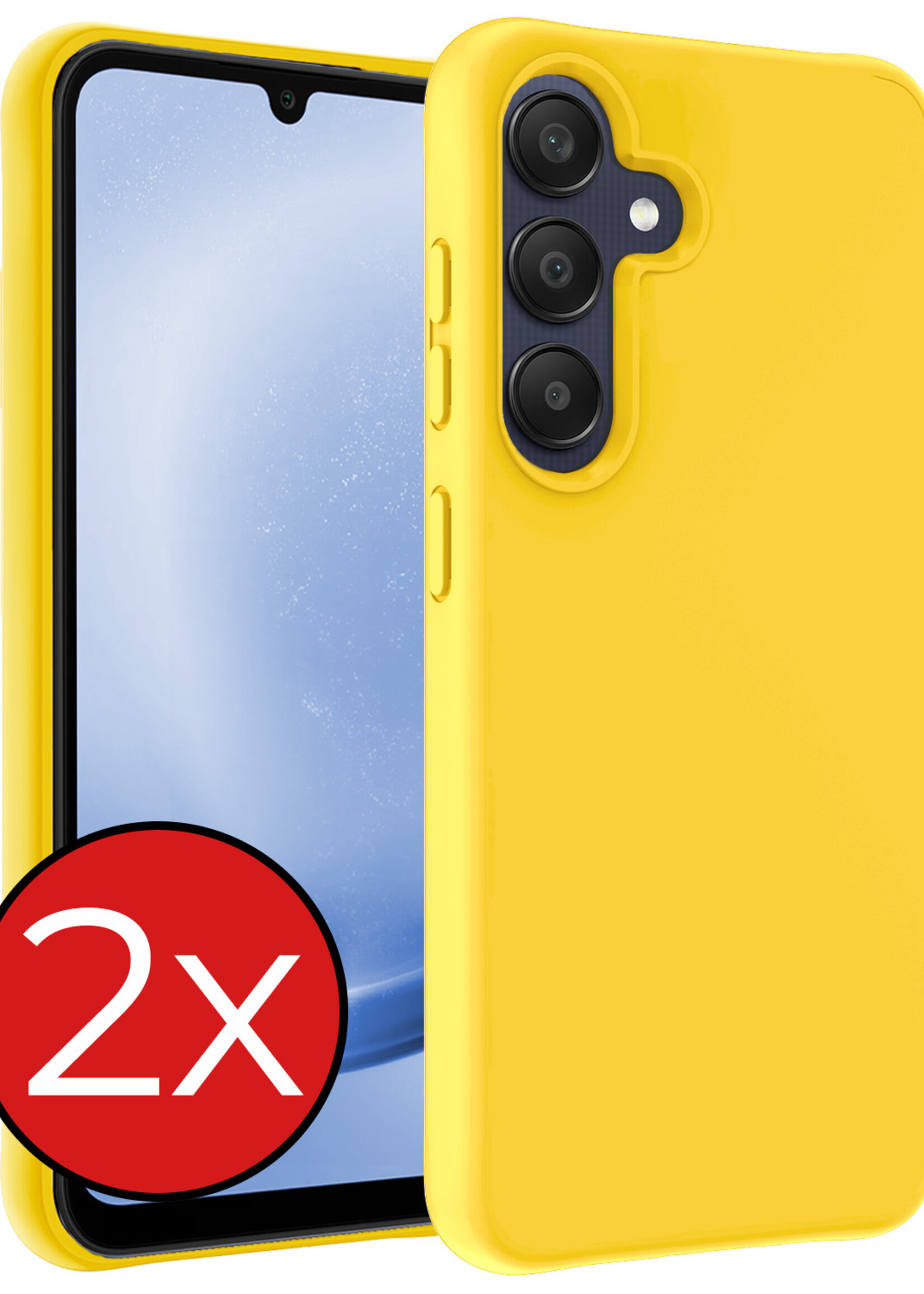 BTH Hoesje Geschikt voor Samsung A25 Hoesje Siliconen Case Hoes - Hoes Geschikt voor Samsung Galaxy A25 Hoes Cover Case - Geel - 2 PACK