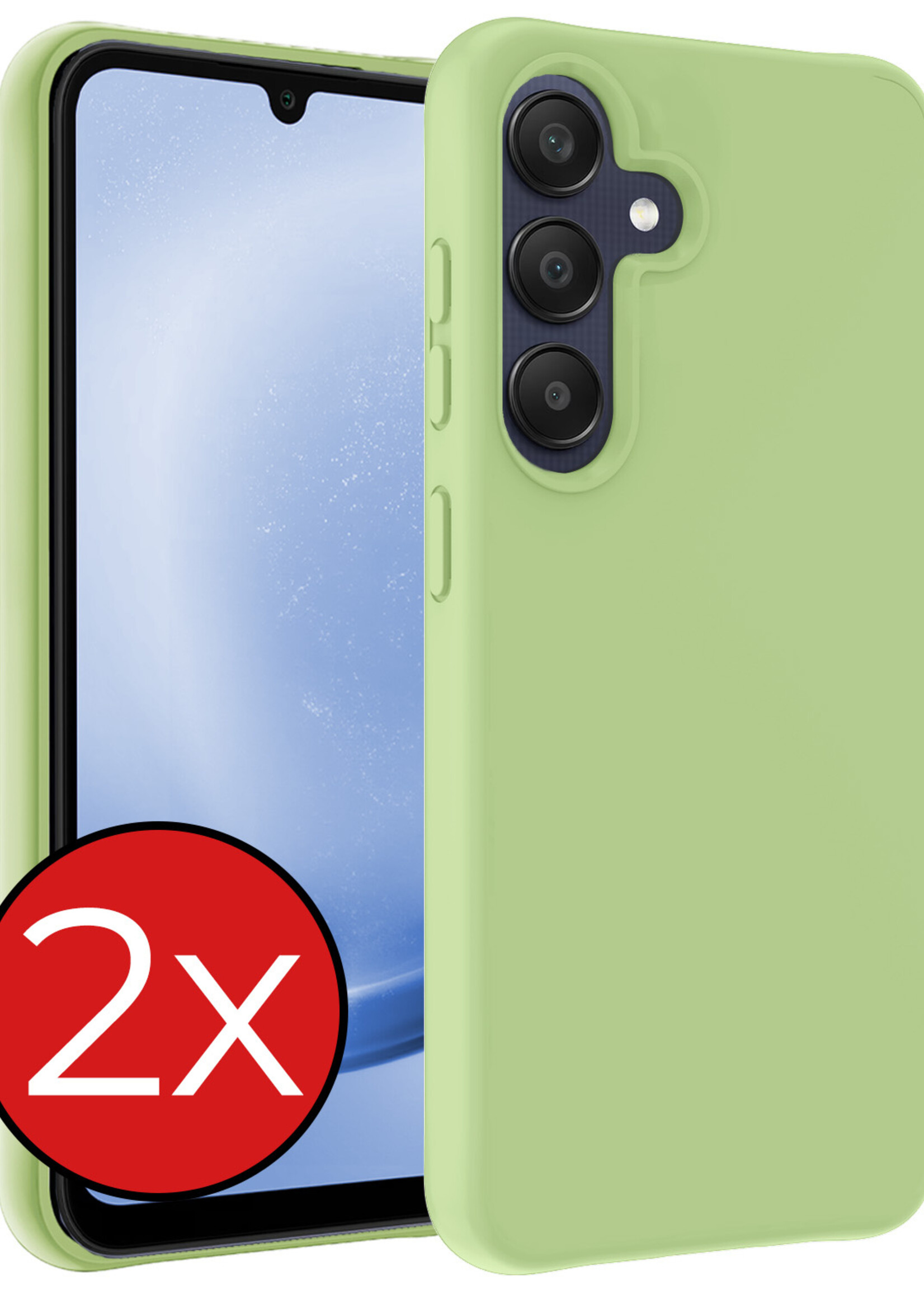 BTH Hoesje Geschikt voor Samsung A25 Hoesje Siliconen Case Hoes - Hoes Geschikt voor Samsung Galaxy A25 Hoes Cover Case - Groen - 2 PACK