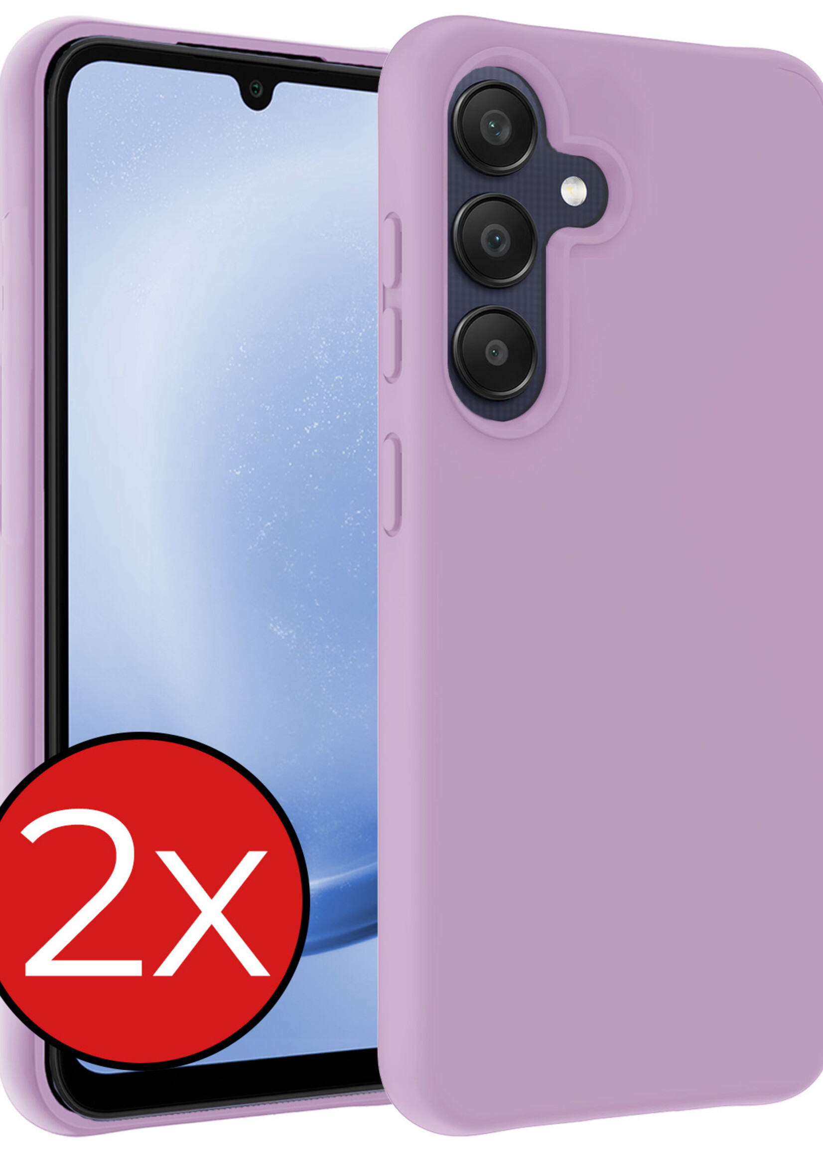 BTH Hoesje Geschikt voor Samsung A25 Hoesje Siliconen Case Hoes - Hoes Geschikt voor Samsung Galaxy A25 Hoes Cover Case - Lila - 2 PACK