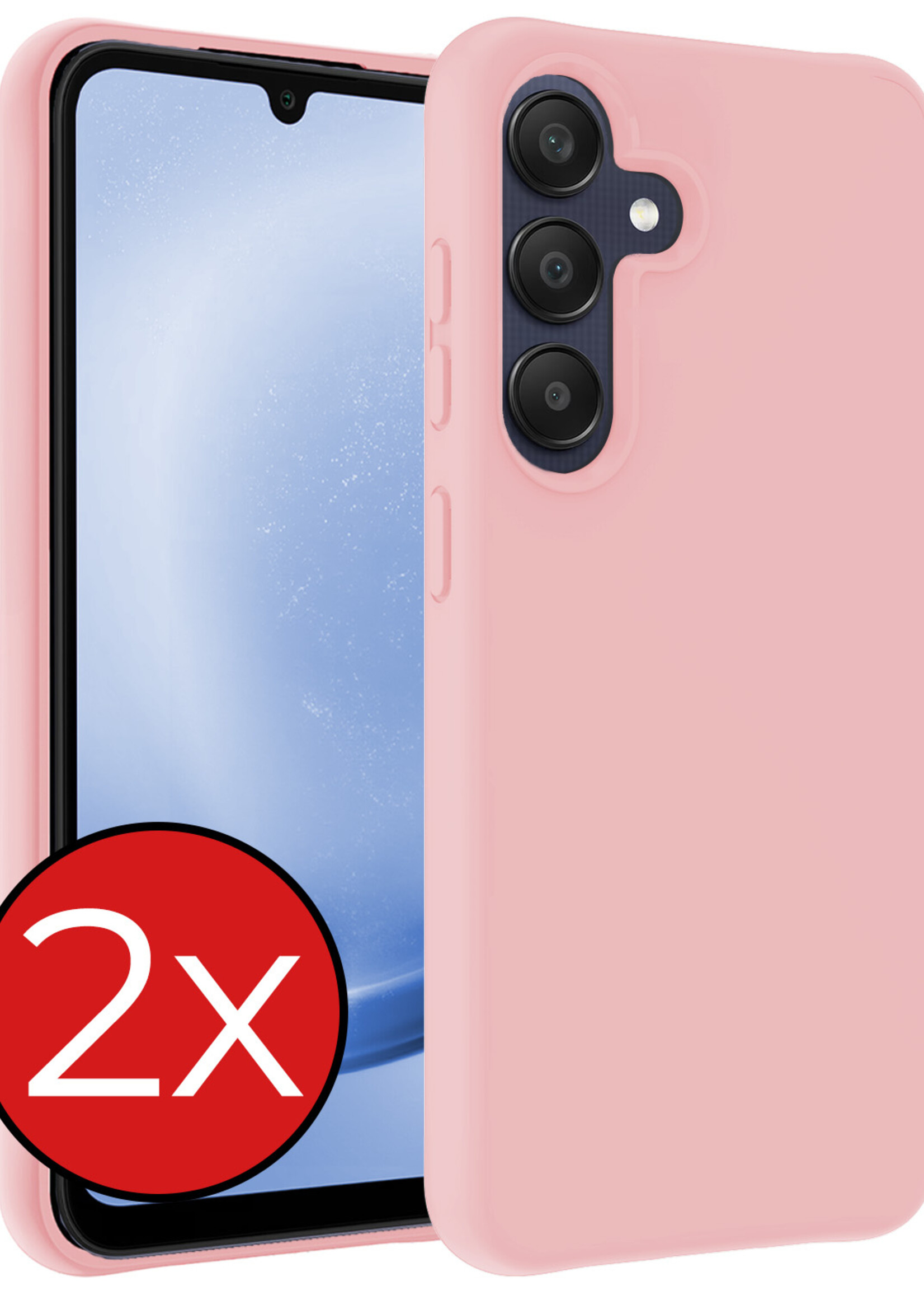BTH Hoesje Geschikt voor Samsung A25 Hoesje Siliconen Case Hoes - Hoes Geschikt voor Samsung Galaxy A25 Hoes Cover Case - Lichtroze - 2 PACK