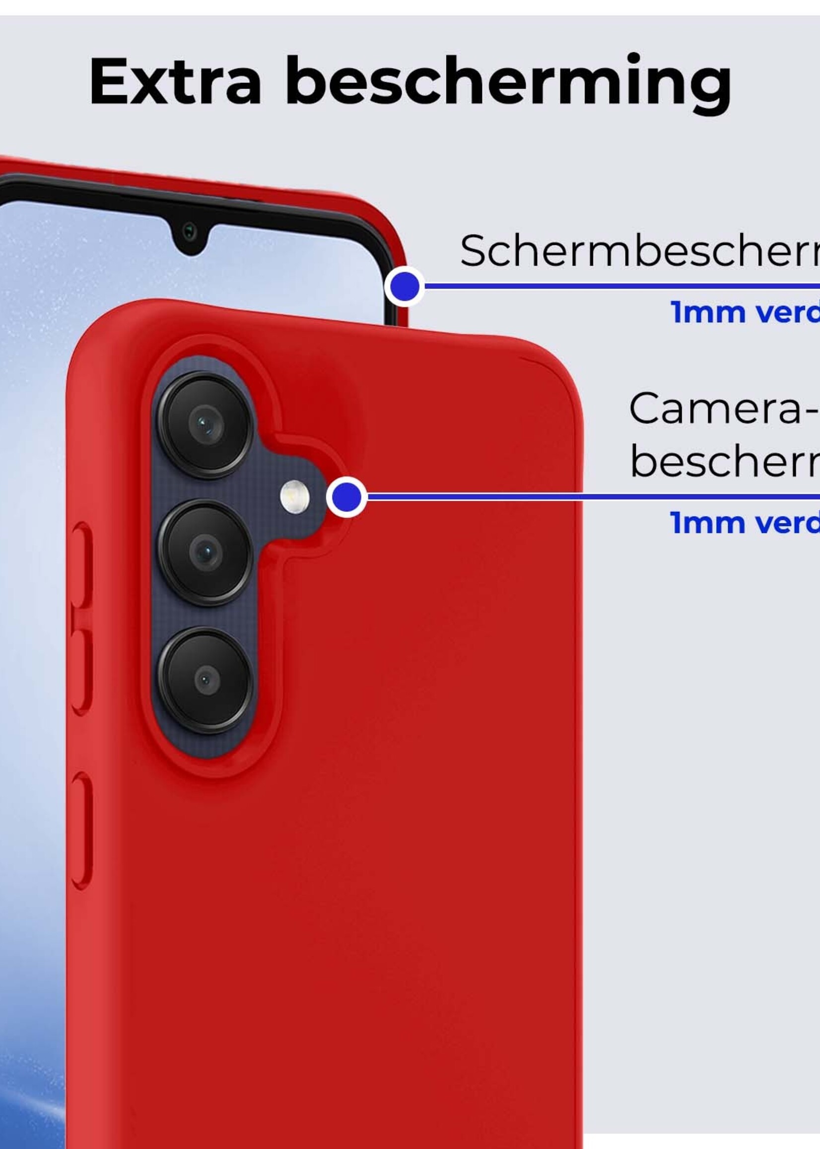 BTH Hoesje Geschikt voor Samsung A25 Hoesje Siliconen Case Hoes - Hoes Geschikt voor Samsung Galaxy A25 Hoes Cover Case - Rood - 2 PACK
