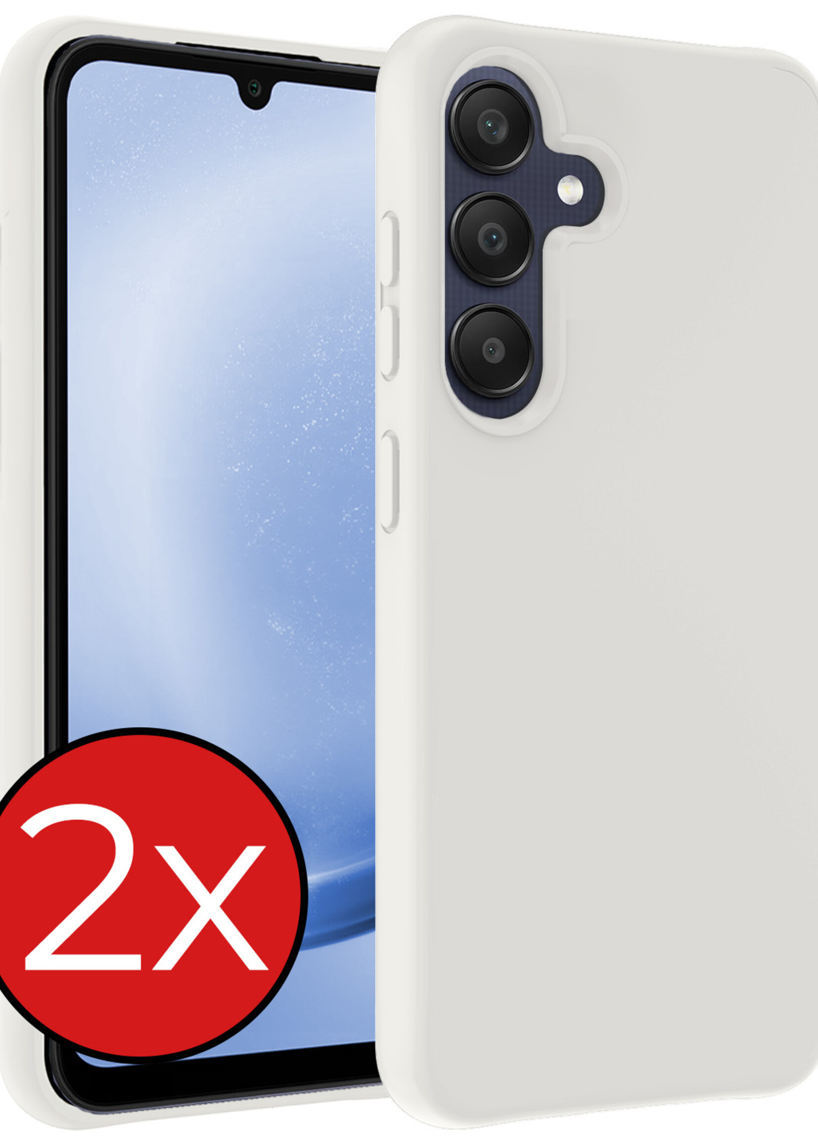 BTH Hoesje Geschikt voor Samsung A25 Hoesje Siliconen Case Hoes - Hoes Geschikt voor Samsung Galaxy A25 Hoes Cover Case - Wit - 2 PACK
