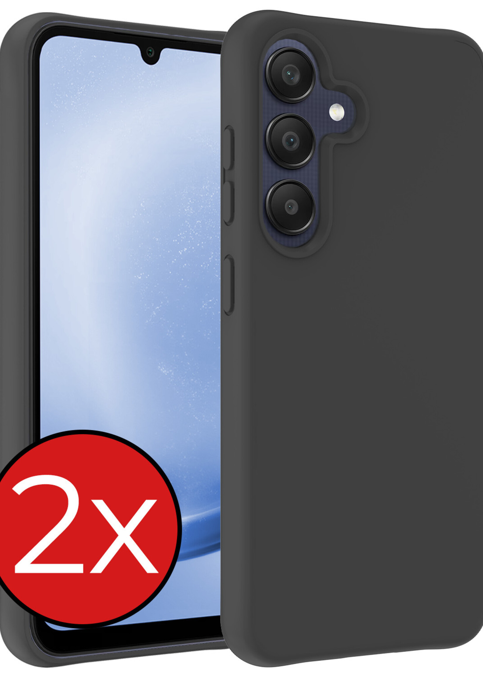 BTH Hoesje Geschikt voor Samsung A25 Hoesje Siliconen Case Hoes - Hoes Geschikt voor Samsung Galaxy A25 Hoes Cover Case - Zwart - 2 PACK