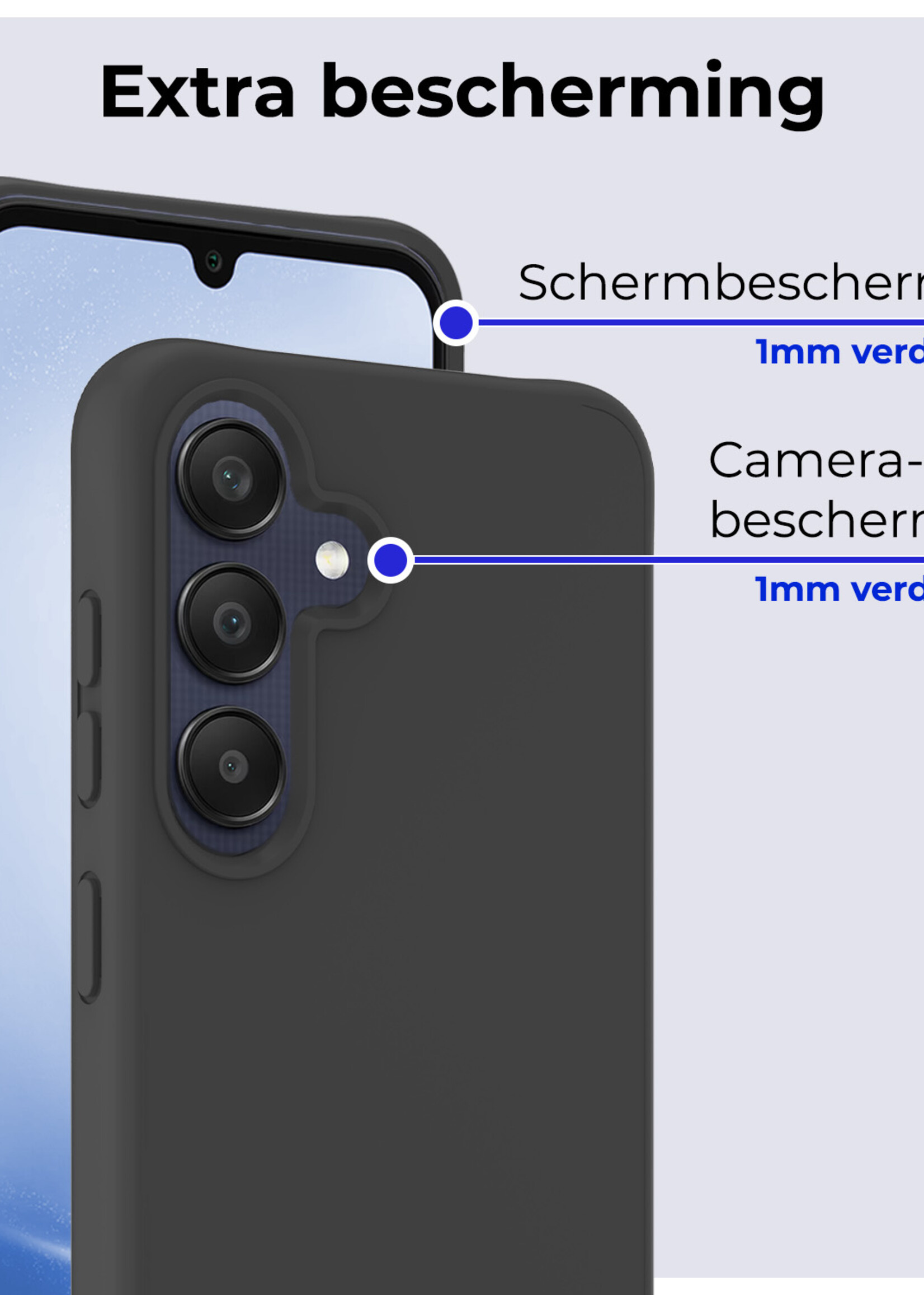 BTH Hoesje Geschikt voor Samsung A25 Hoesje Siliconen Case Hoes - Hoes Geschikt voor Samsung Galaxy A25 Hoes Cover Case - Zwart - 2 PACK