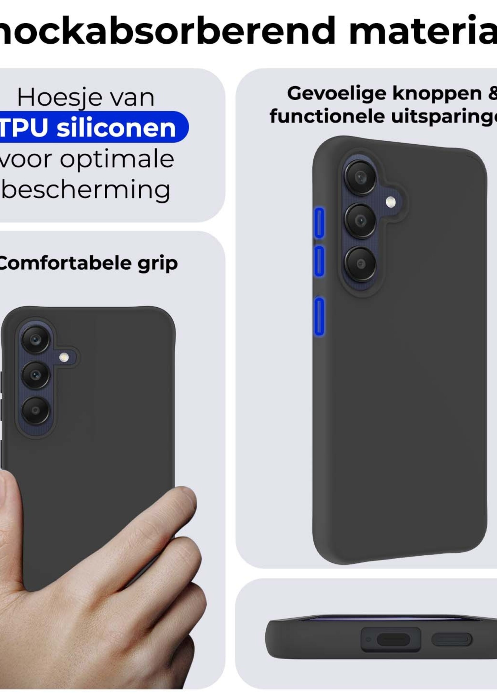 BTH Hoesje Geschikt voor Samsung A25 Hoesje Siliconen Case Hoes - Hoes Geschikt voor Samsung Galaxy A25 Hoes Cover Case - Zwart - 2 PACK