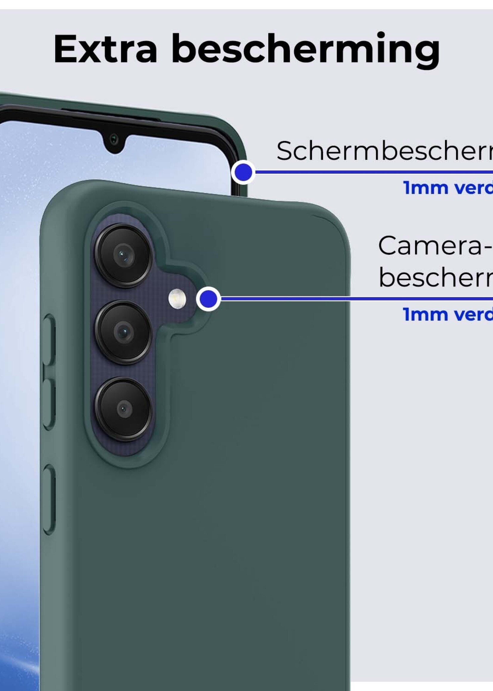 BTH Hoesje Geschikt voor Samsung A25 Hoesje Siliconen Case Hoes Met Screenprotector - Hoes Geschikt voor Samsung Galaxy A25 Hoes Cover Case - Donkergroen