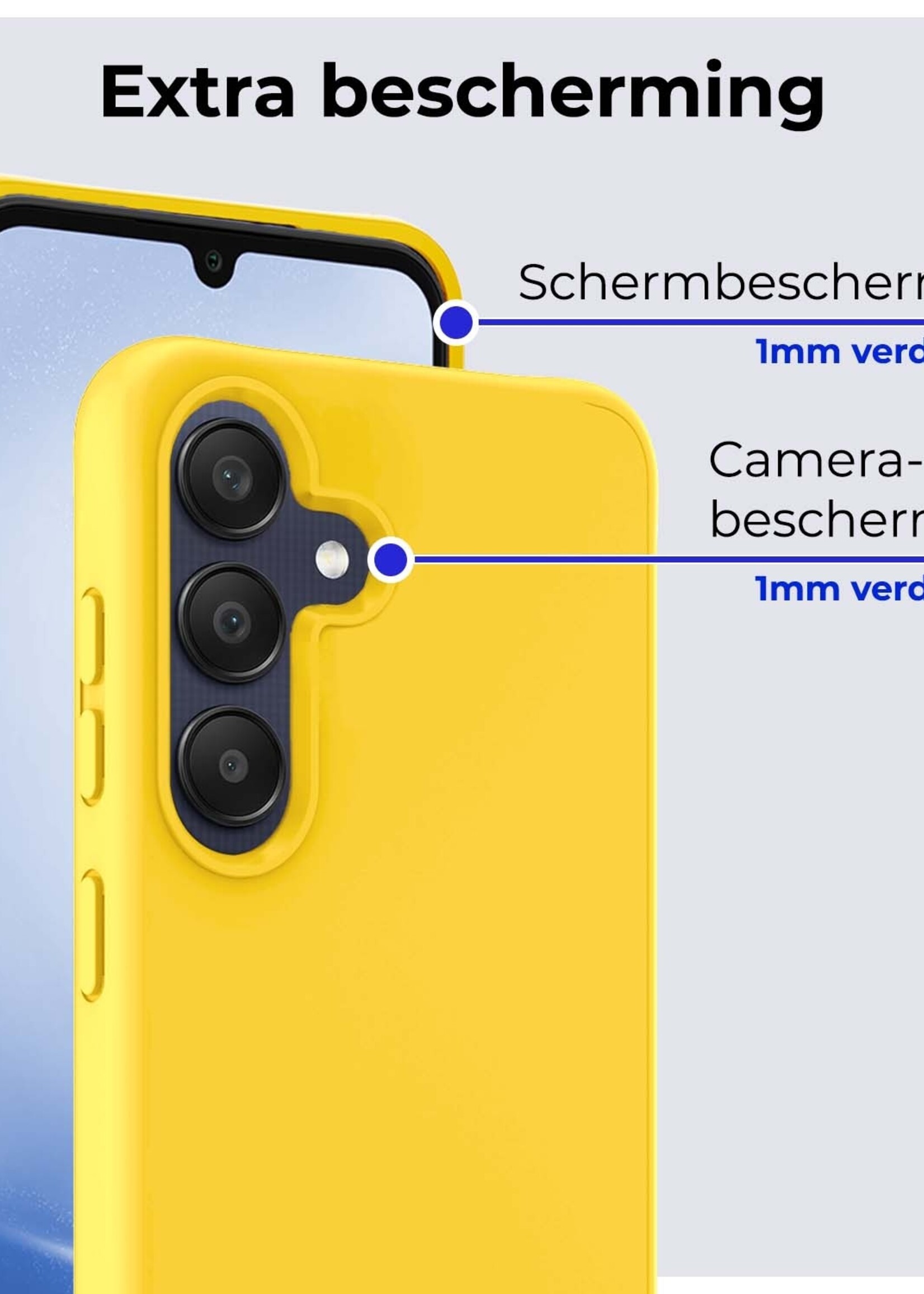 BTH Hoesje Geschikt voor Samsung A25 Hoesje Siliconen Case Hoes Met Screenprotector - Hoes Geschikt voor Samsung Galaxy A25 Hoes Cover Case - Geel