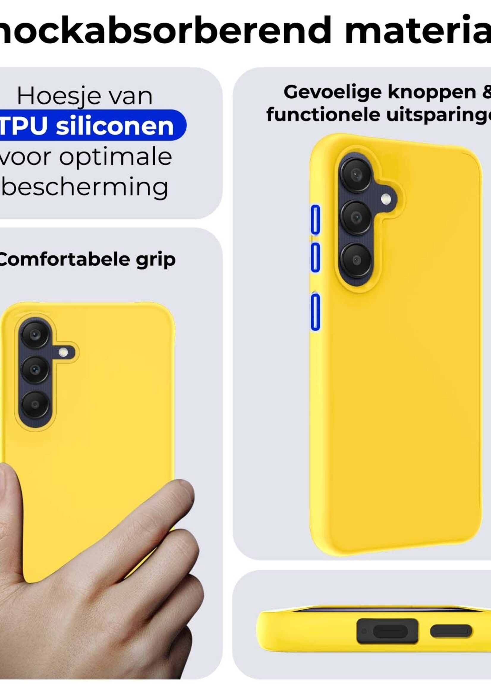 BTH Hoesje Geschikt voor Samsung A25 Hoesje Siliconen Case Hoes Met Screenprotector - Hoes Geschikt voor Samsung Galaxy A25 Hoes Cover Case - Geel